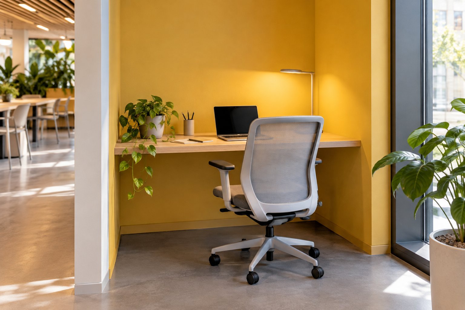 Coworking cours Berriat : illustration d’une alcôve de travail calme, non photographie de Genesis