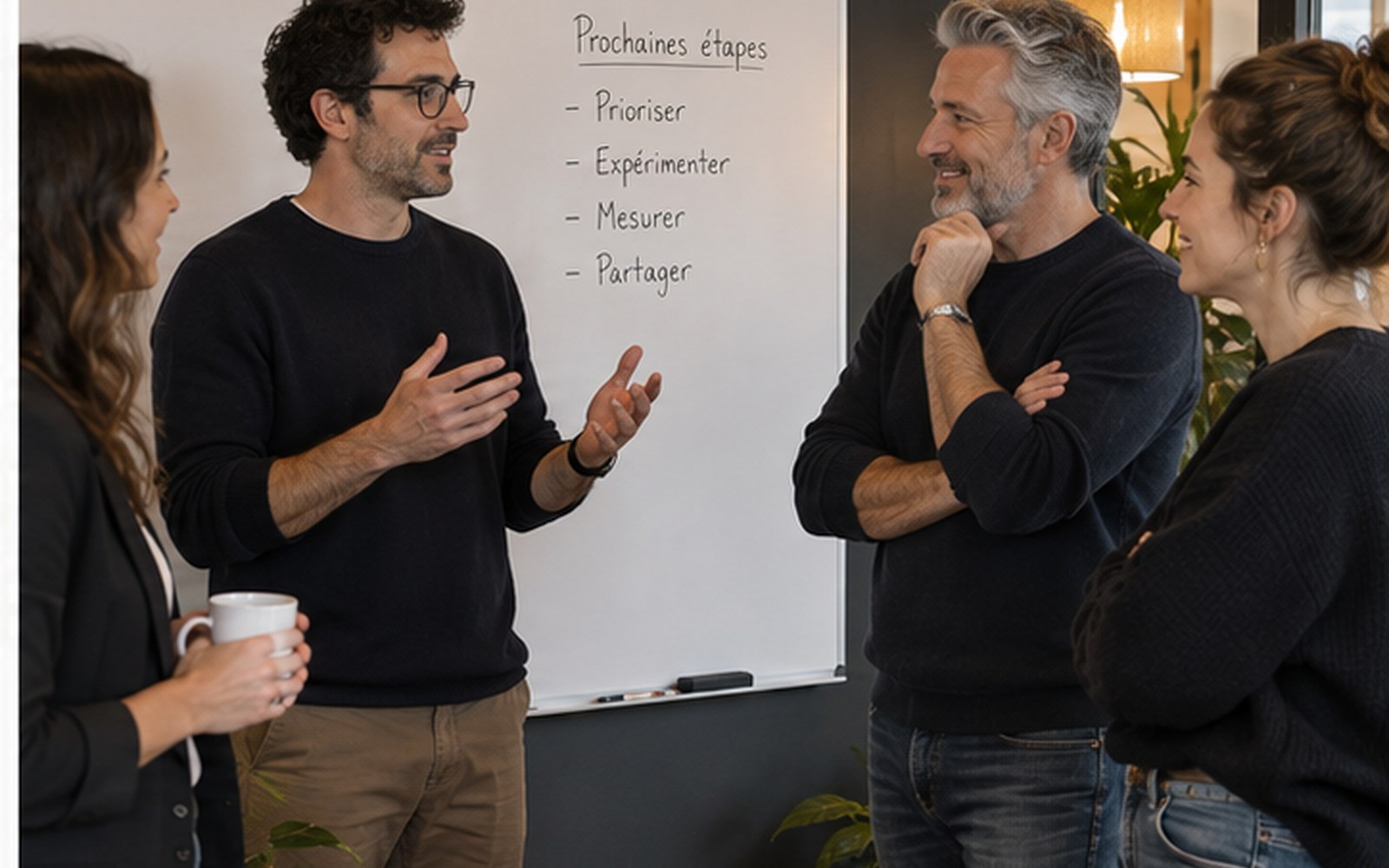 Entrepreneurs définissant les prochaines étapes après un atelier