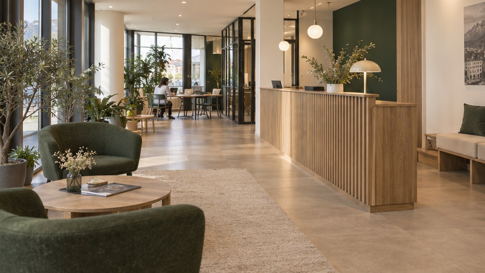 Accueil et salle de réunion contemporaine dans un coworking à Grenoble
