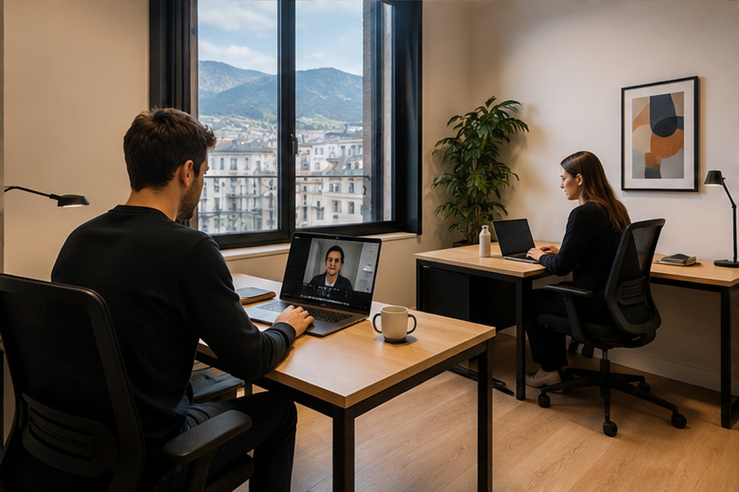 Visioconférence confidentielle dans un bureau à deux